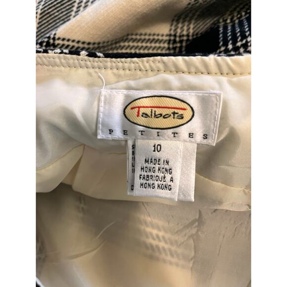 Talbots Womens Black and Cream Plaid Wool Blend Career Skirt Size 10 Petite - Picture 4 of 5